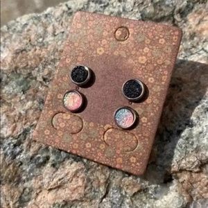 NEW Faux Druzy Stud Earrings Set